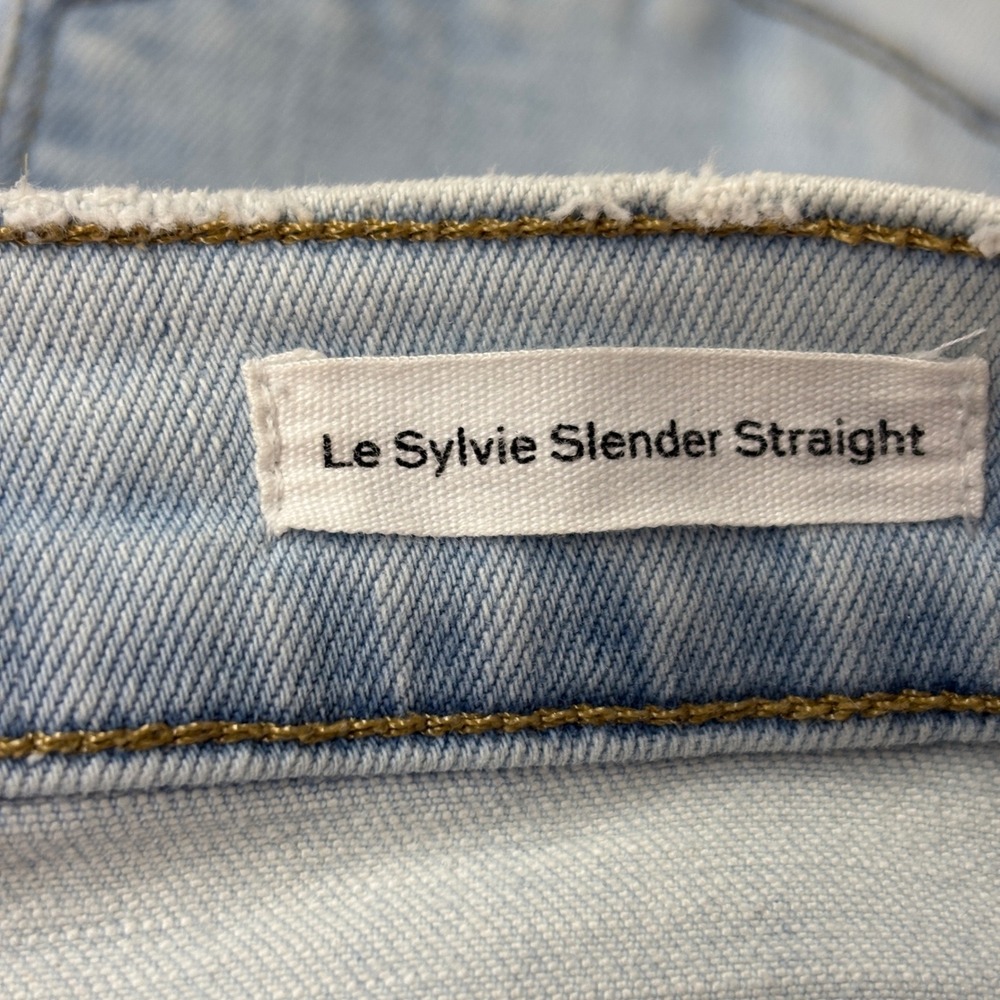 FRAME Women Jeans 29 Light Blue Le Sylvie Slender Straight High Rise Raw Edge - Picture 8 of 16